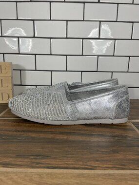 Skechers Luxe BOBS Big Dreamer Shoes Womens 9 Silver Metallic Sparkle Flats NEW